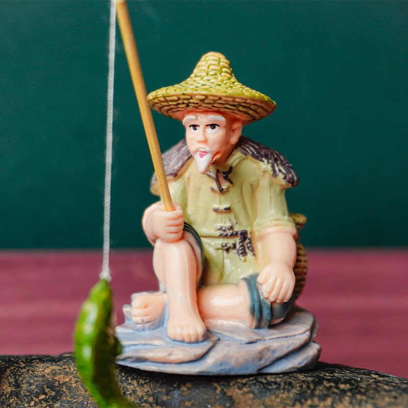 High QualIty Miniature Fisherman Statue Decorative Ornament Fish Tank Aquarium Accessories