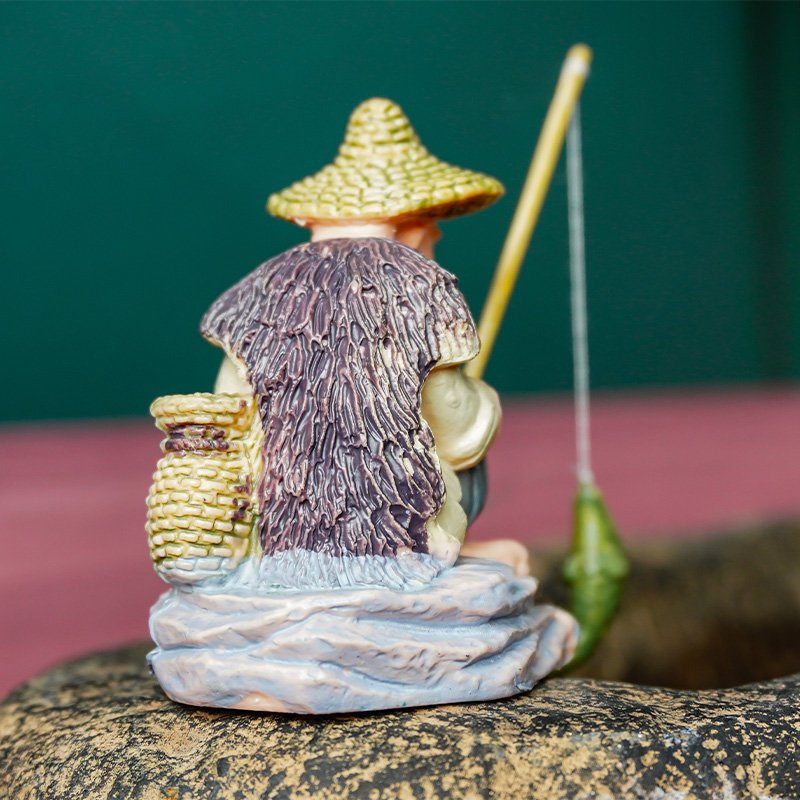 High QualIty Miniature Fisherman Statue Decorative Ornament Fish Tank Aquarium Accessories