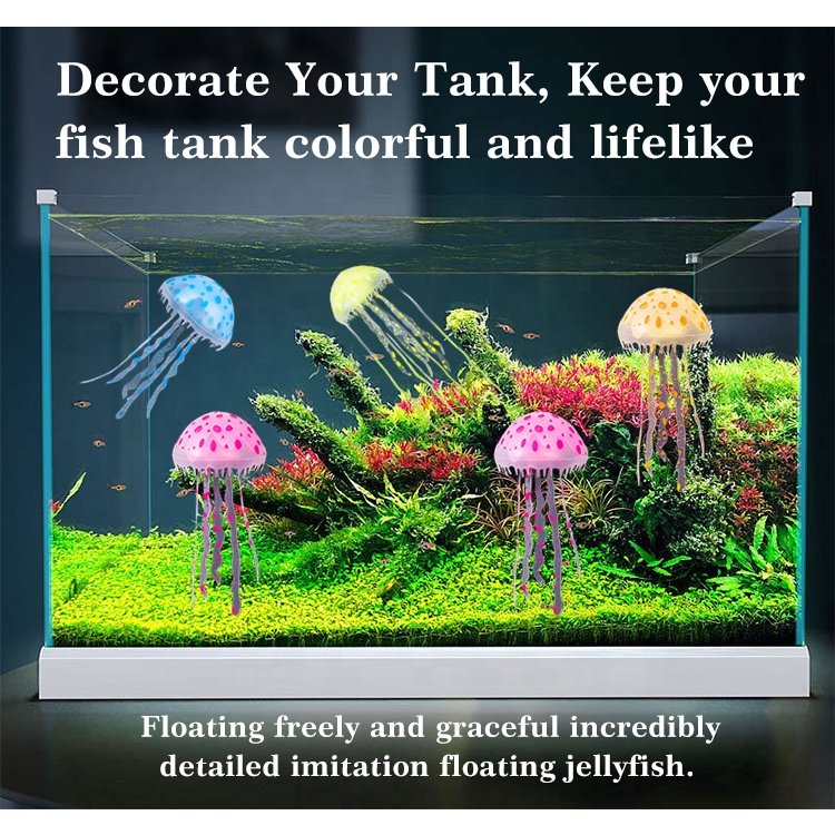 New Arrival Environmentally Friendly Aquarium Artificial Silicone Jellyfish Tank Landscape Decoration