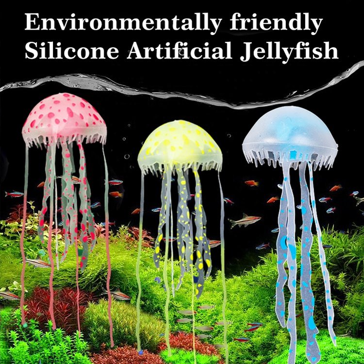 New Arrival Environmentally Friendly Aquarium Artificial Silicone Jellyfish Tank Landscape Decoration