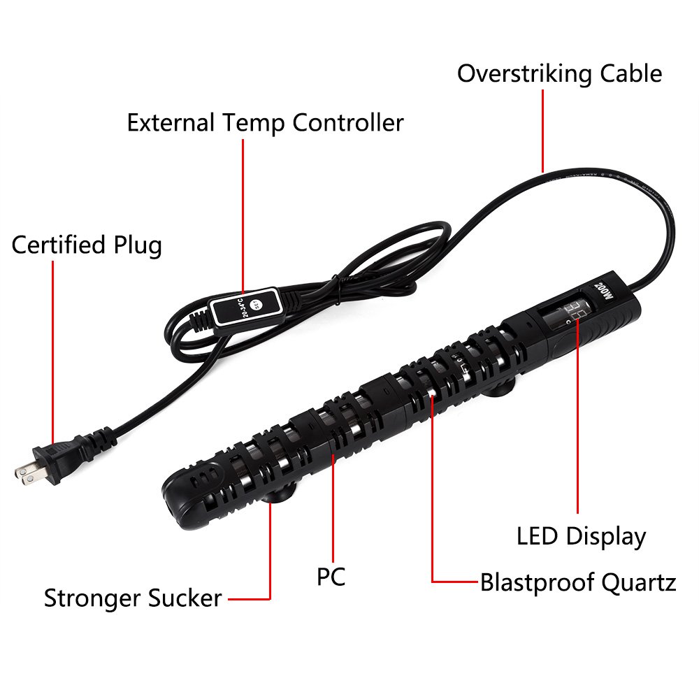 Seabillion Aquarium Digital Led Display Heater Blastproof Tropical Fish Tank Parrotfish Aquarium & Accessories