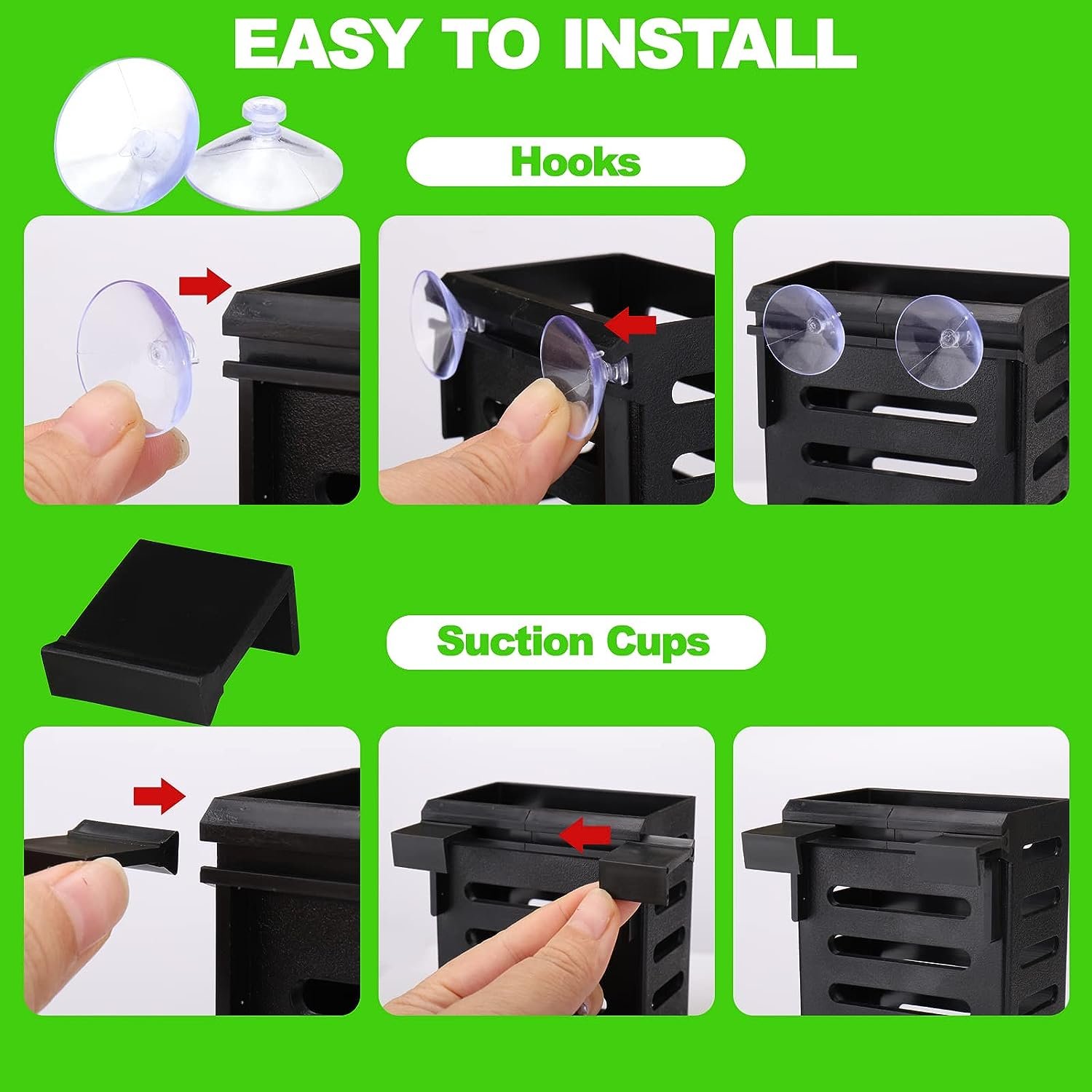 Aquarium Plant Holder with Hooks and Suction Cups, Hanging Aquatic Planter Cups for Aquarium Decorations Plants
