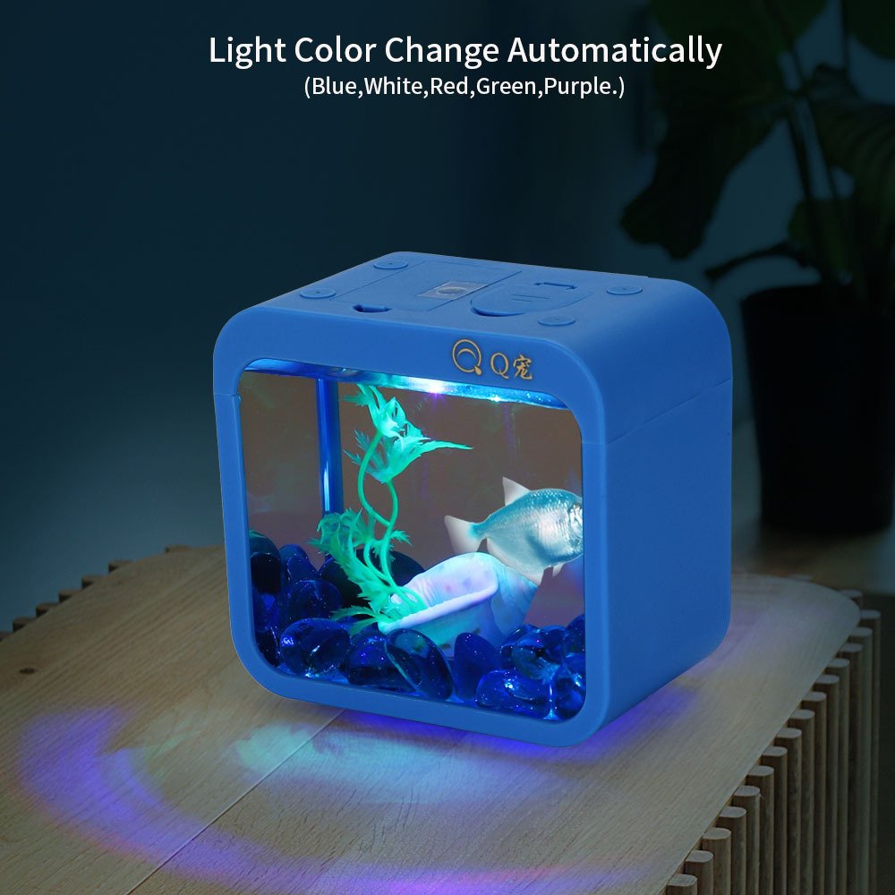 New Mini Creative Fish Tank With Lights Fighting Fish Box Detachable Seaweed Ecological Landscaping Aquarium Five Color Fishbowl
