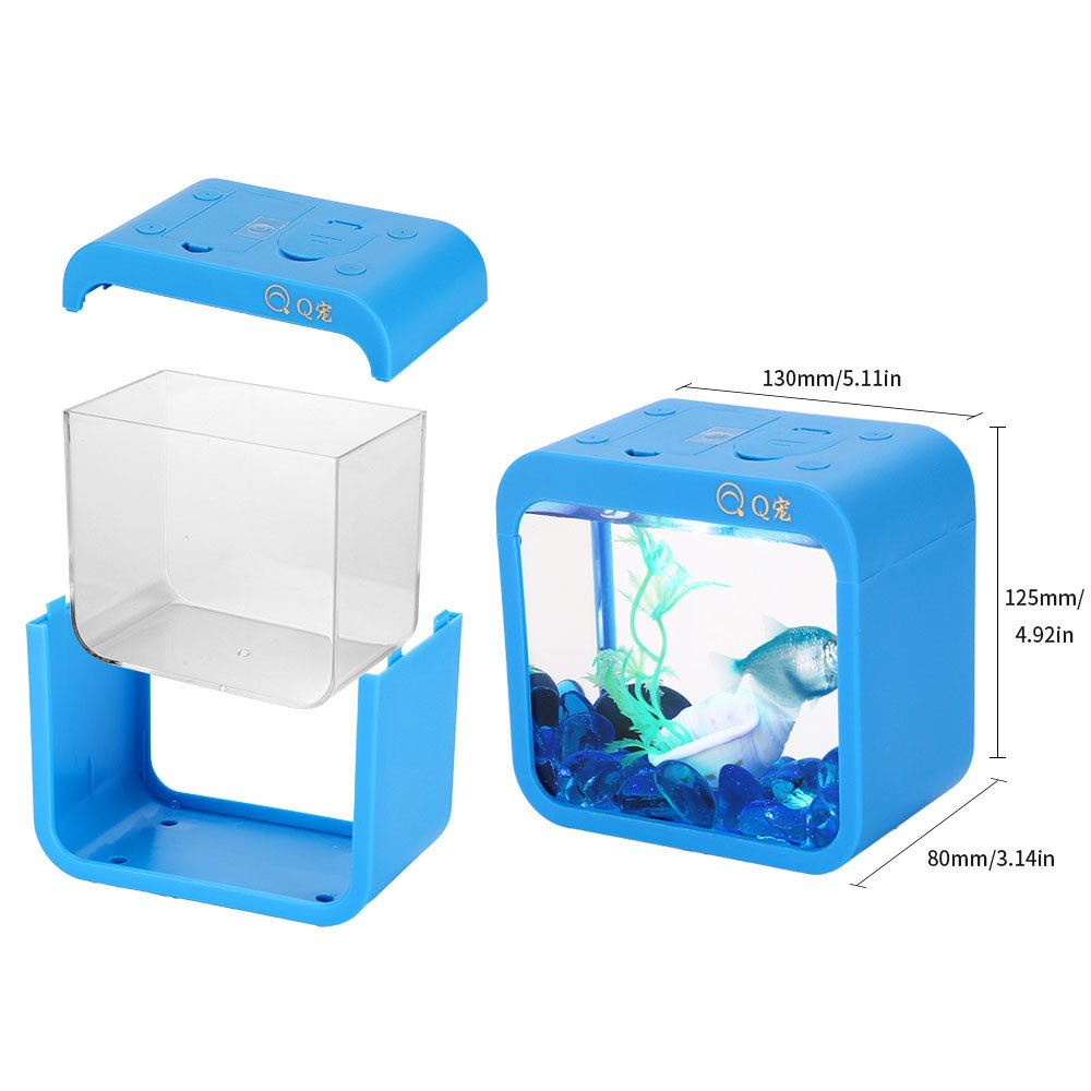 New Mini Creative Fish Tank With Lights Fighting Fish Box Detachable Seaweed Ecological Landscaping Aquarium Five Color Fishbowl