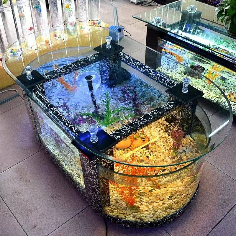 Factor Directly Sell Glass Coffee Table Fish Desk Table Aquarium