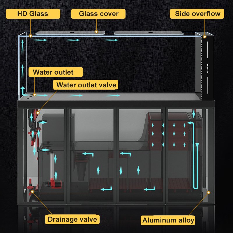 Custom Ecological Fish Tank Aluminum alloy cabinet Ultra clear glass fish tank aquarium