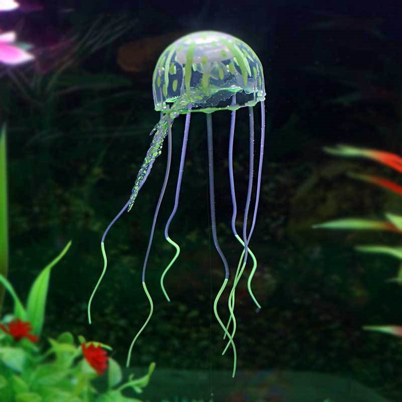 Wholesale aquarium fish tank decoration luminous jellyfish simulation floating fluorescence silicone jellyfish