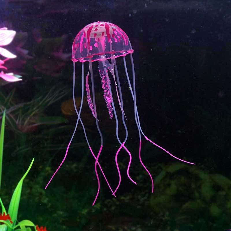 Wholesale aquarium fish tank decoration luminous jellyfish simulation floating fluorescence silicone jellyfish