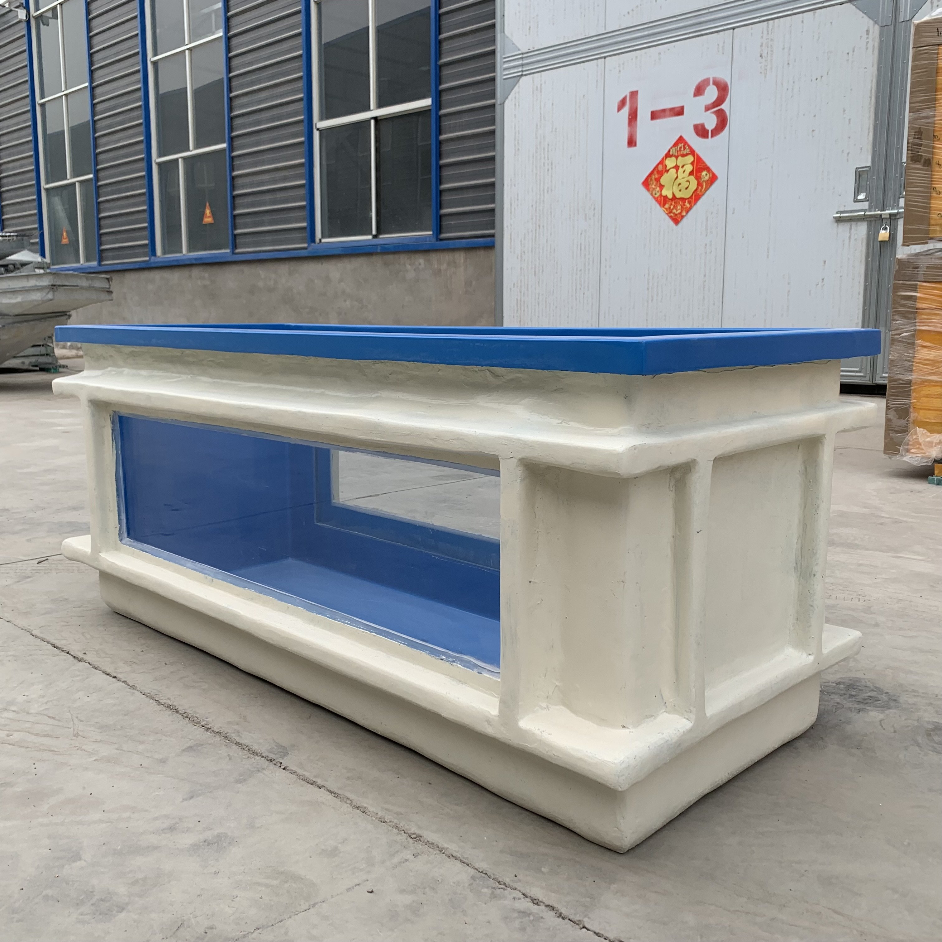 custom size outdoor large big size frp fiberglass rectangular glass fish tanks fish farm pond aquarium