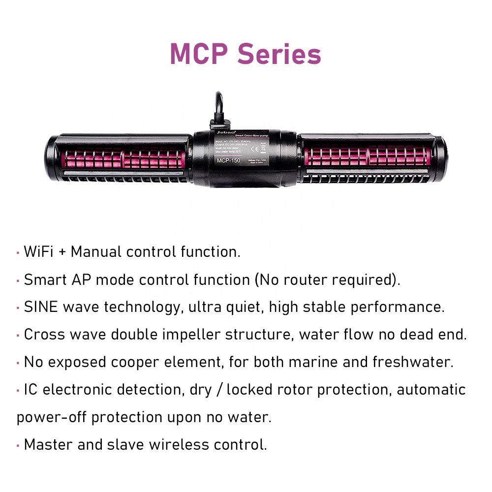 Jebao Jecod MCP Series DC 24V WiFi Automatic Saltwater Freshwater Aquarium Cross Flow Wavemaker Pump for Coral Reef Fish Tank