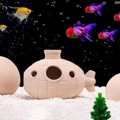 Fishbowl landscape ceramic tank aquarium decoration special-shaped escape house spawning and breeding tank small accessories