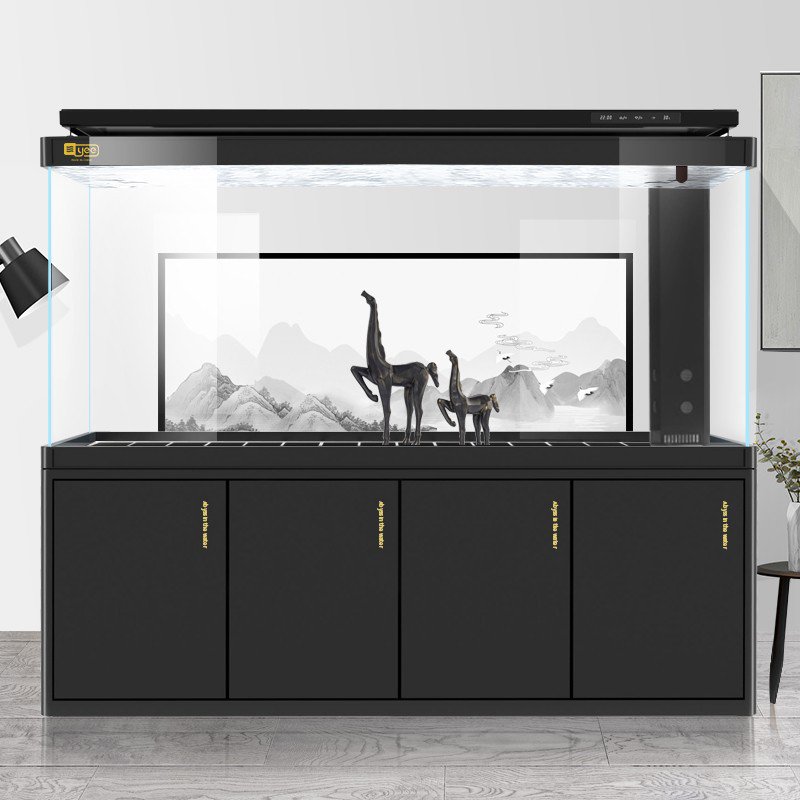New Medium and Large Fish Tank Widened Dragon Fish Large Aquarium Bottom Filter Glass Home Decoration White Tank 3 Case Glass