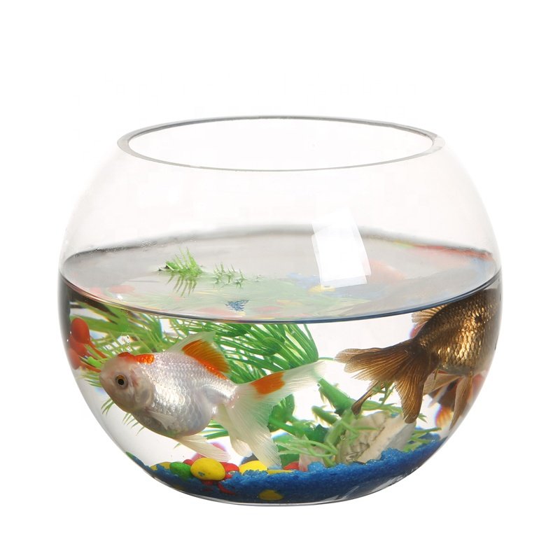 Small Fish Tank Round Mini Cylinder Transparent Living Room Thickened Glass Goldfish Tank Office Carton Aquaculture Tank