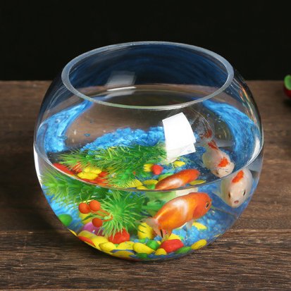 Small Fish Tank Round Mini Cylinder Transparent Living Room Thickened Glass Goldfish Tank Office Carton Aquaculture Tank