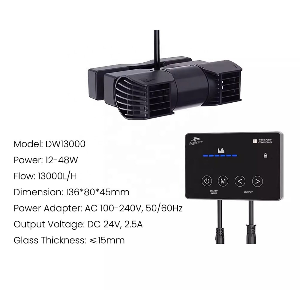 Bubble Magus DW13000 DC24V Adjustable Sine Wave Freshwater Saltwater Aquarium Wavemaker Pump with Controller for Coral Fish Tank