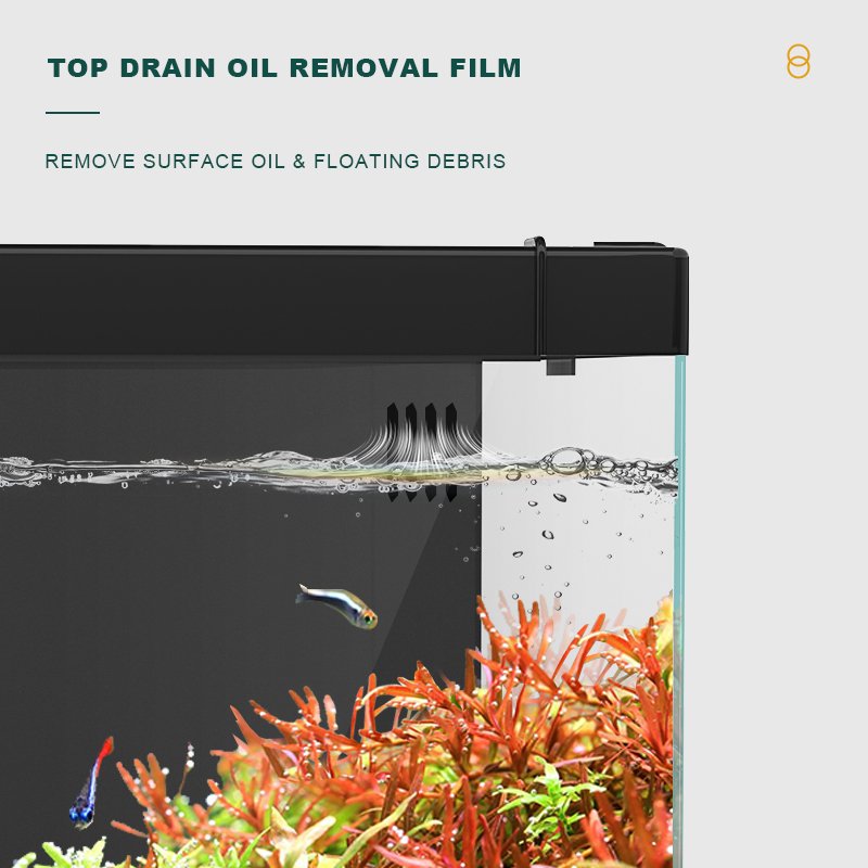 Yee Mini Back Filtration Fish Tank Ultra Clear Glass Landscape Black Aquarium Fish Tank with Led Lamp