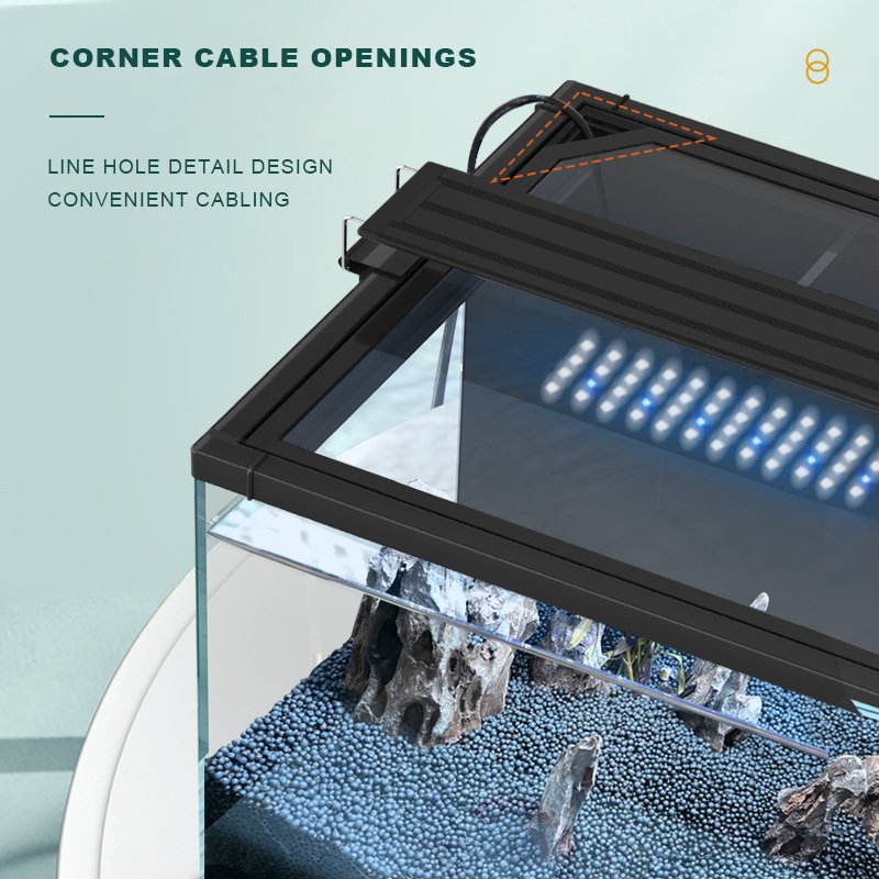 Yee Mini Back Filtration Fish Tank Ultra Clear Glass Landscape Black Aquarium Fish Tank with Led Lamp
