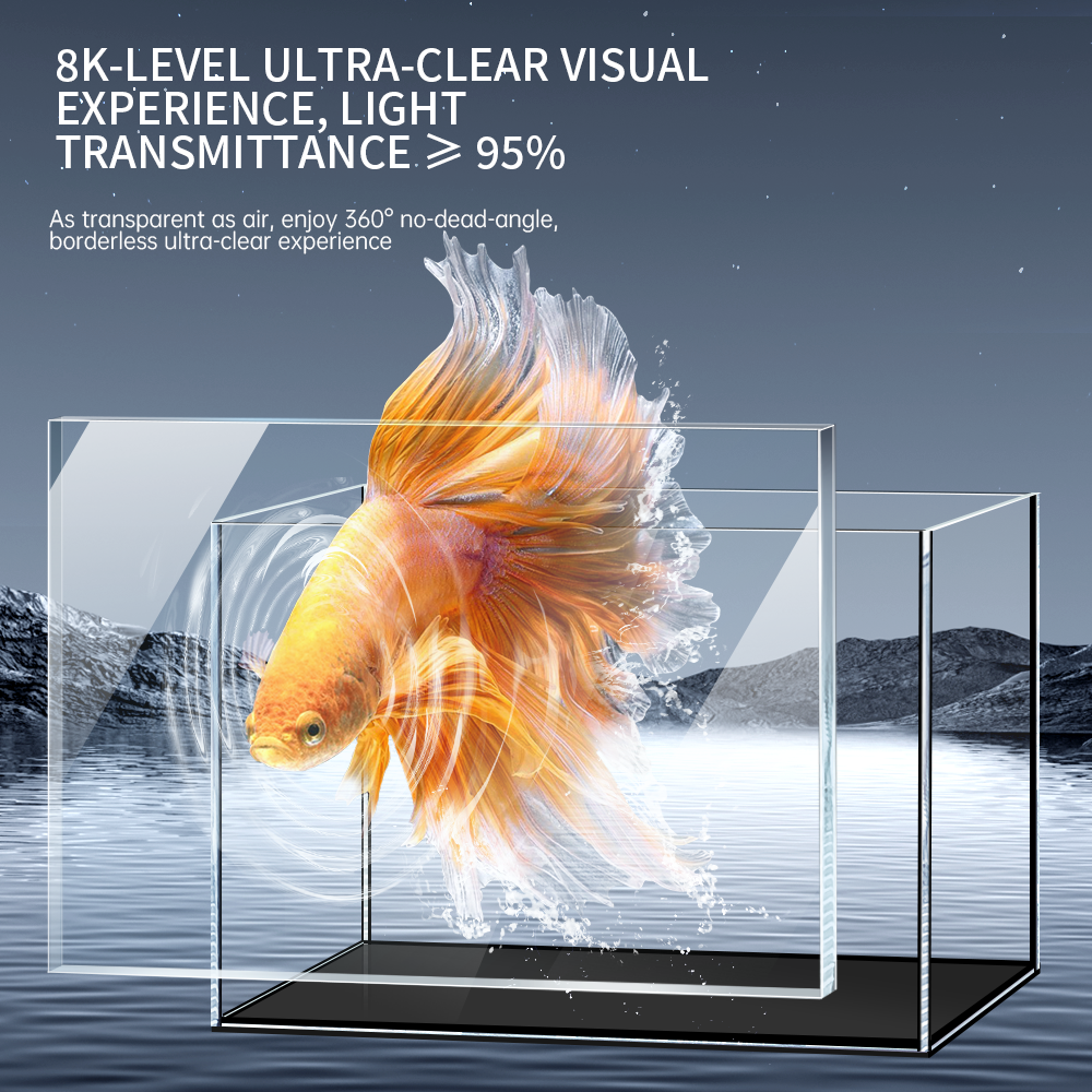 Yee Customized Ultra White Clear Glass Fish Tanks Home Decoration Desktop Black Glue Reef Aquarium