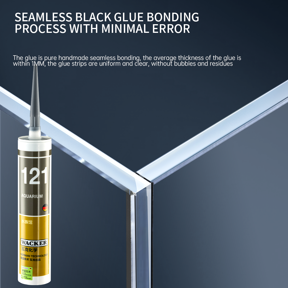 Yee Customized Ultra White Clear Glass Fish Tanks Home Decoration Desktop Black Glue Reef Aquarium