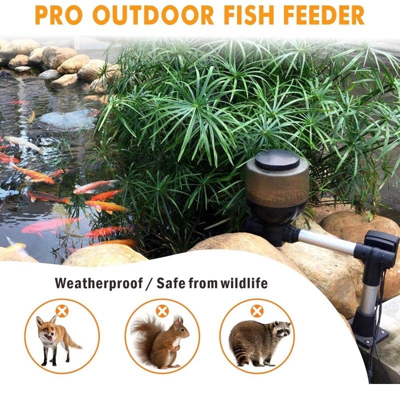 Large Programmable Auto Pond Feeder with LCD Display Controller Automatic Fish Food Feeding Dispenser Outdoor Koi Fish Feeder