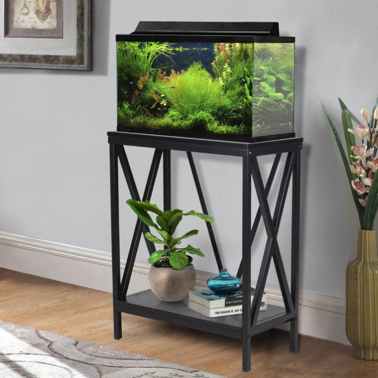 Factory Direct Black 29/37 Gallon Console Table Aquarium Fish Tank Stand Metal and Wood