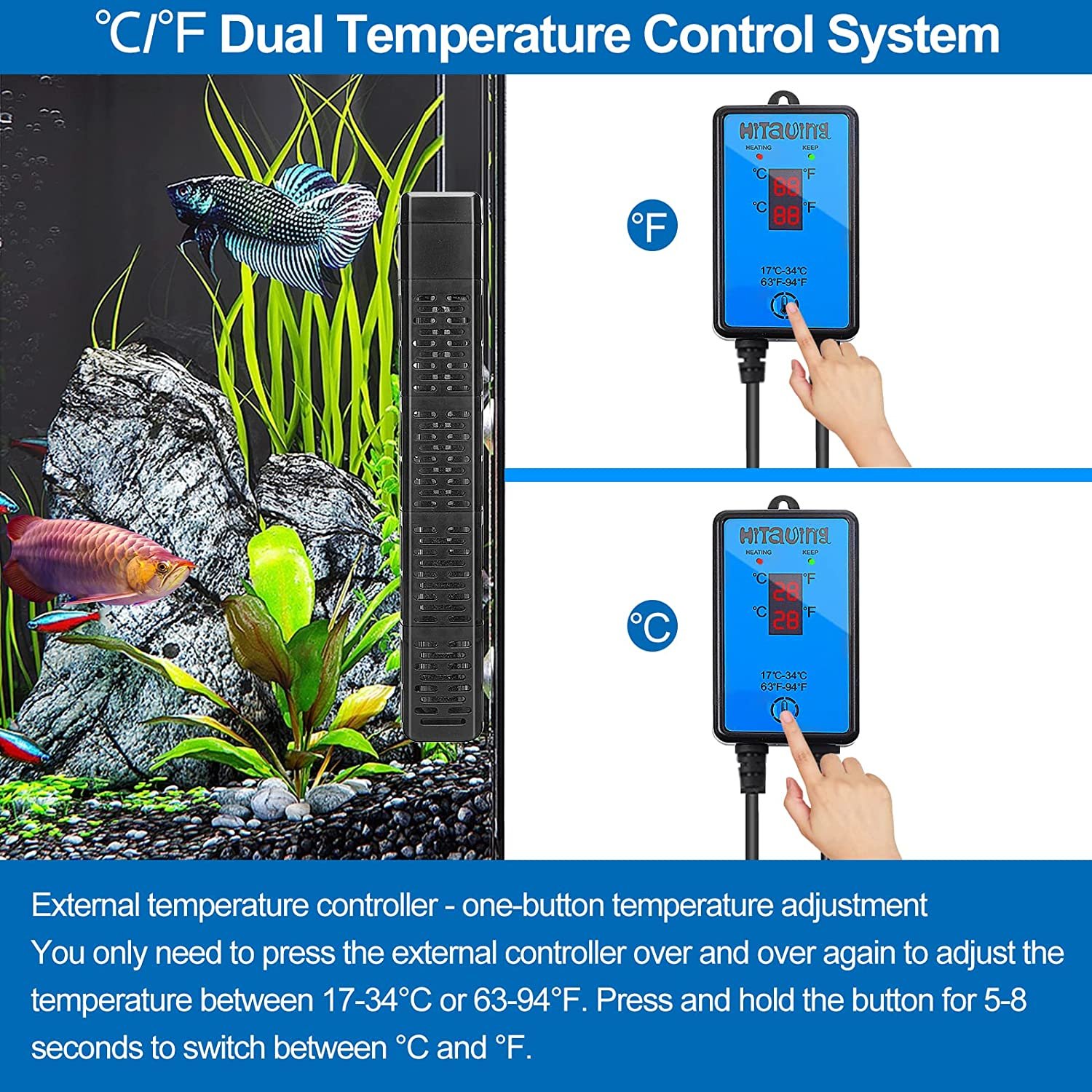 High Quality 500w Water Heater for Fish Tank With Intelligent Frequency Conversion Technology Aquarium Heater
