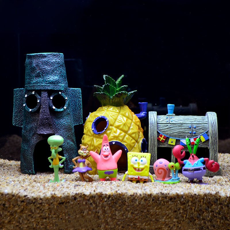 Aquarium Decoration Underwater Comic Plants Pineapple House Fish Hiding Play Home Shrimp Nest Fish Tanks Accessories Tank Decor