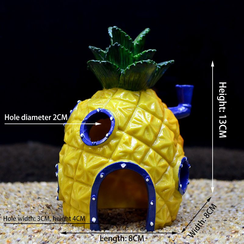 Aquarium Decoration Underwater Comic Plants Pineapple House Fish Hiding Play Home Shrimp Nest Fish Tanks Accessories Tank Decor