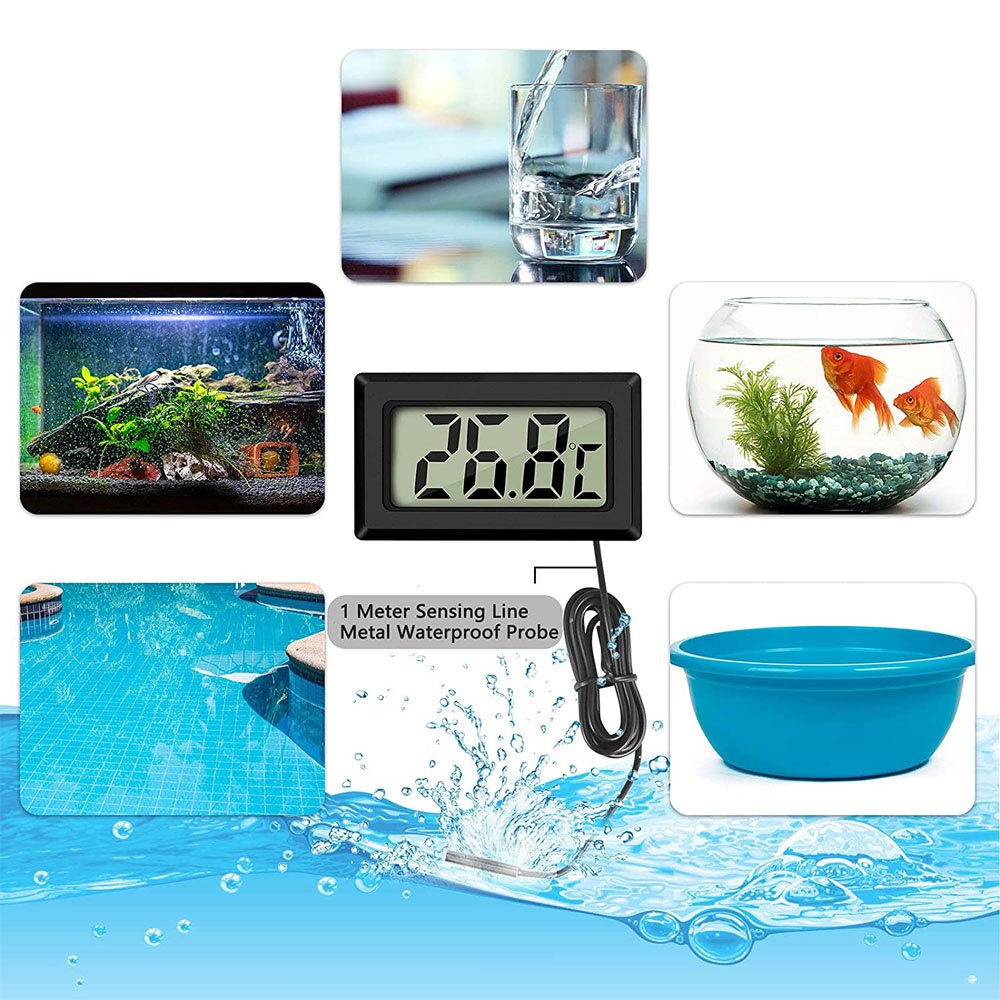 Aquarium Thermometer Fish Tank Reptile Thermometer Terrarium Temperature LCD Display
