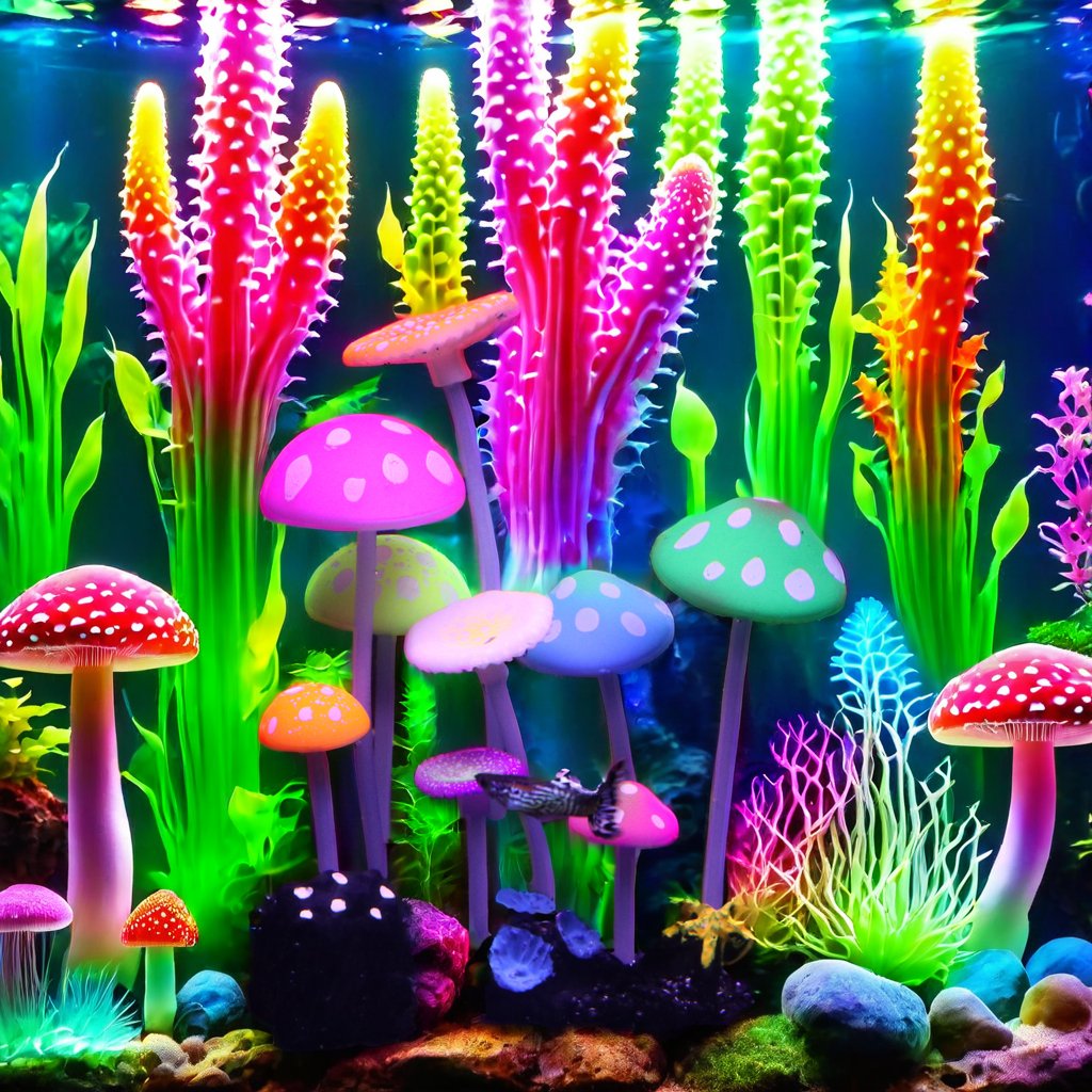 Aquarium small creative landscaping decorations luminous underwater plant aquarium fluorescent finger mushroom