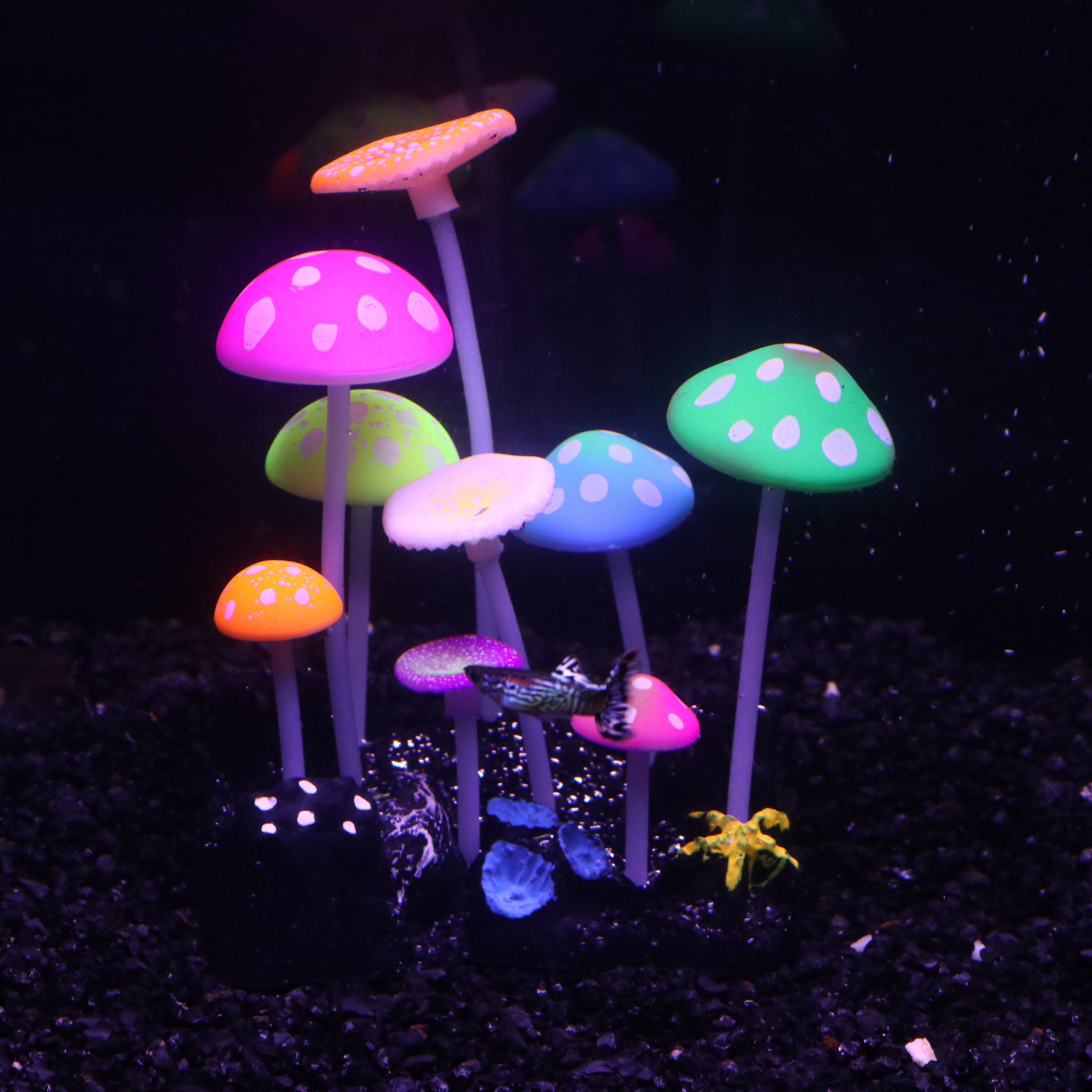 Aquarium small creative landscaping decorations luminous underwater plant aquarium fluorescent finger mushroom