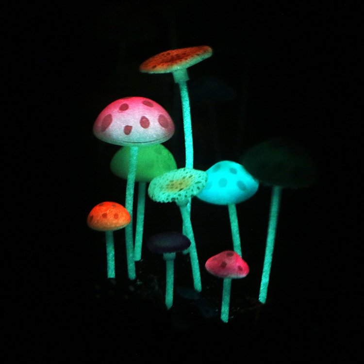 Aquarium small creative landscaping decorations luminous underwater plant aquarium fluorescent finger mushroom