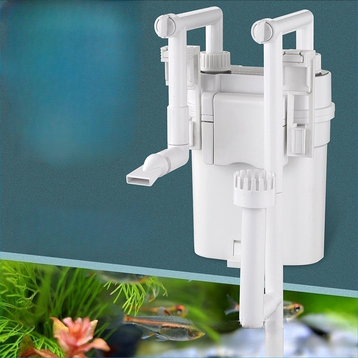 Quiet Aquarium Hang On Filter with Rain Shower & Duckbill Design for Aeration Adjustable Water and Oxygen Flow