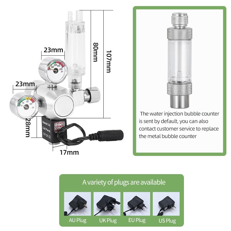 WYIN R104X Double table co2 cylinder regulator stainless steel air co2 gas pressure regulator with Solenoid Valve