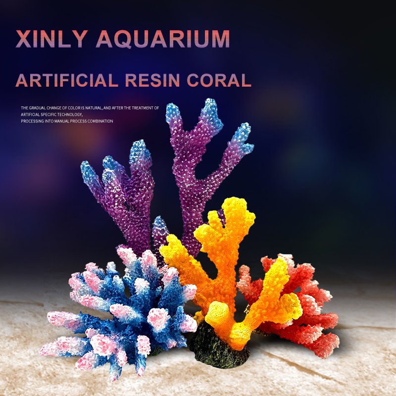 Factory wholesale aquarium decorative purple resin artificial coral ornament for fish tank