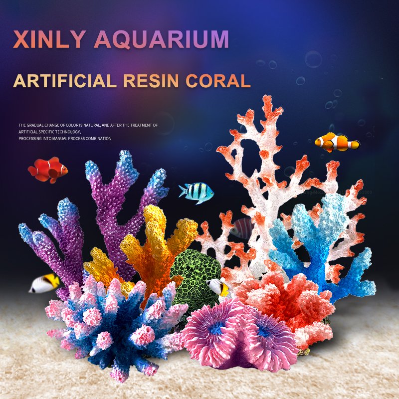 Factory wholesale aquarium decorative purple resin artificial coral ornament for fish tank