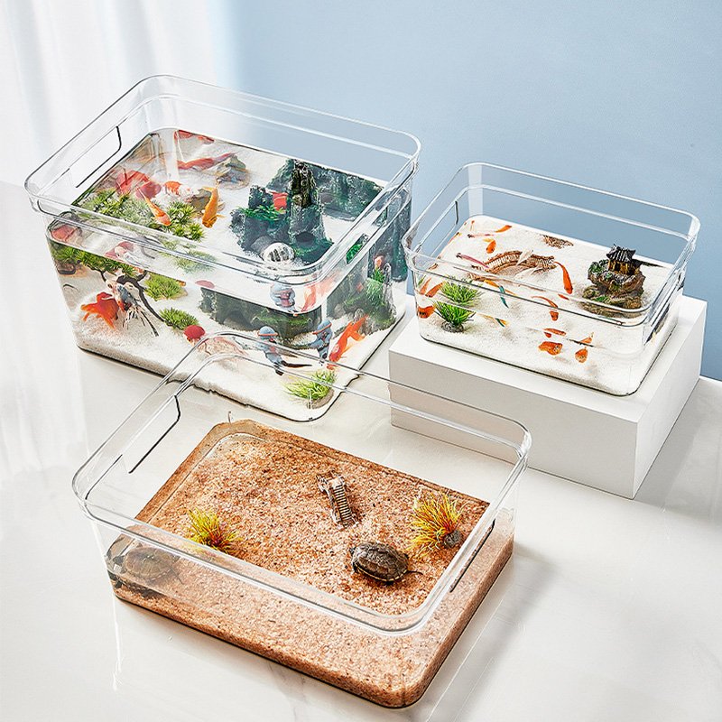 Plastic aquarium fish tank for tabletop Reptile Tank for Turtle Tortoise Lizard and small animals small to medium size