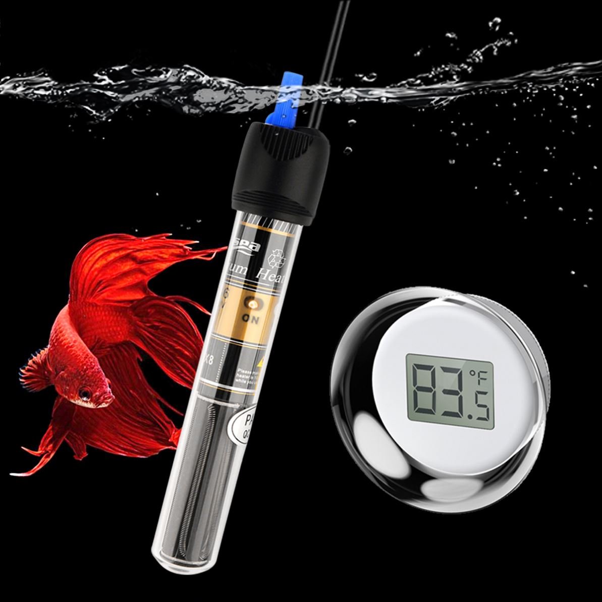 FREESEA Fish Tank Water Heater with Aquarium Submersible Thermometer aquarium heater for Betta Turtle Aquarium