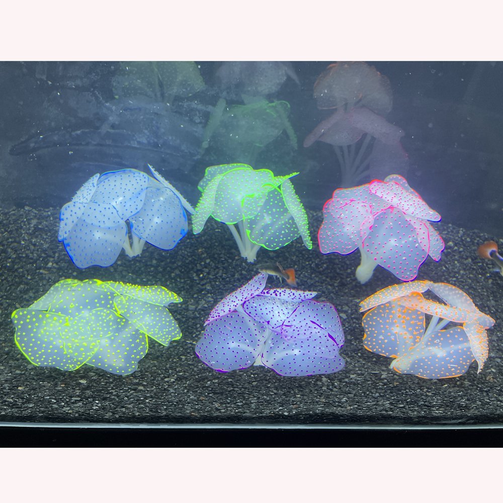 Aquarium Accessories Silicone artificial Coral suction cups Fluorescent effect aquatic plants decorate the aquarium -6 colors