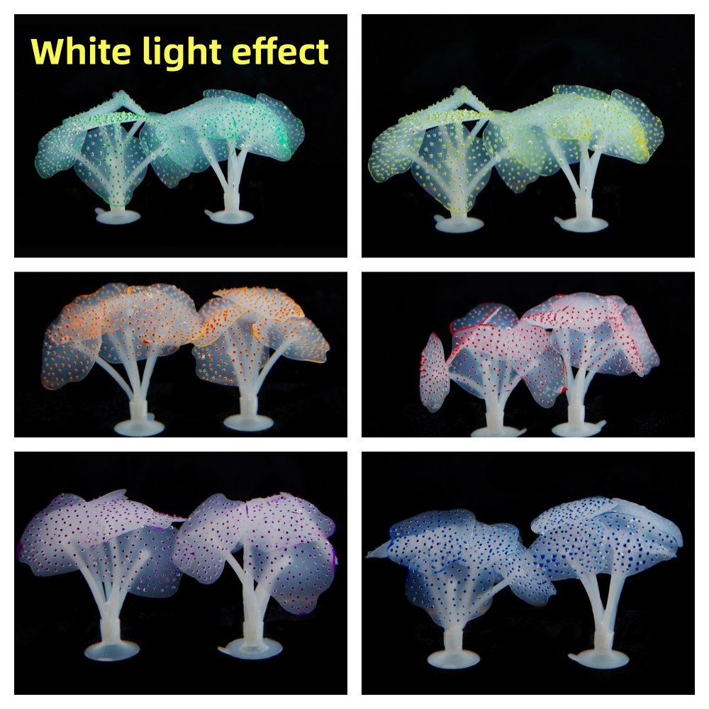 Aquarium Accessories Silicone artificial Coral suction cups Fluorescent effect aquatic plants decorate the aquarium -6 colors
