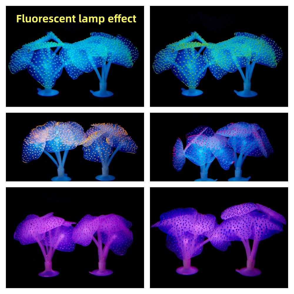 Aquarium Accessories Silicone artificial Coral suction cups Fluorescent effect aquatic plants decorate the aquarium -6 colors