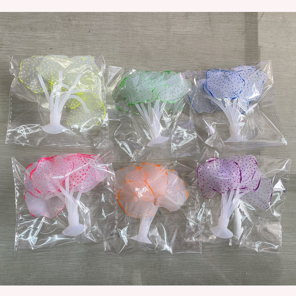 Aquarium Accessories Silicone artificial Coral suction cups Fluorescent effect aquatic plants decorate the aquarium -6 colors