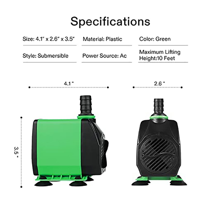 800GPH Aquarium Air Pump Silent Fish Tank Water Pump Fountain Pump for Aquarium Pond Statuary Hydroponics Fish Tanks Accessories