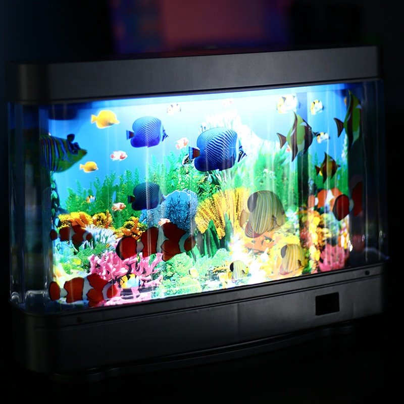 Mini Ornamental Fish Lamp Aquarium Home Decoration Seascape Fish Lamp Creative Desktop Aquarium