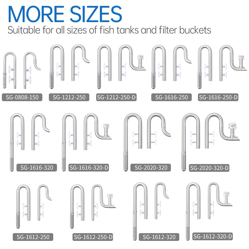 Stainless Steel Pipe Lily L PIPE SET-320mm Inflow Outflow 20mm 20/26 Hose Remove Oil film Filter Bucket Parts Aquarium