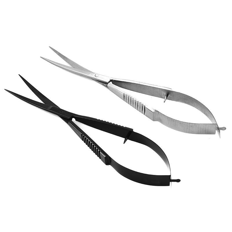 Stainless Steel Curved/straight Aquarium Spring Scissors for Plant Aquarium silver/black color