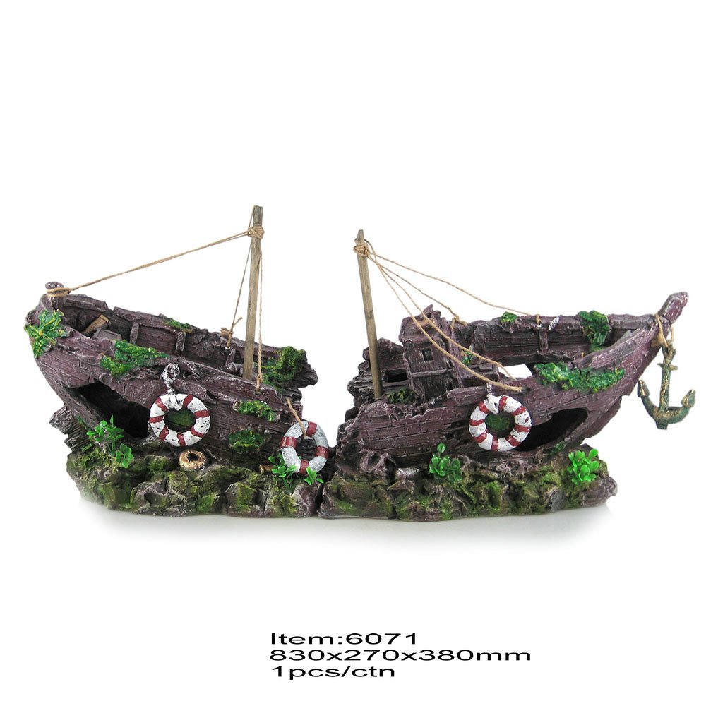 Large Aquarium Decoration, Fish Tank Ornaments Shipwreck Decor for Freshwater Saltwater Tanks