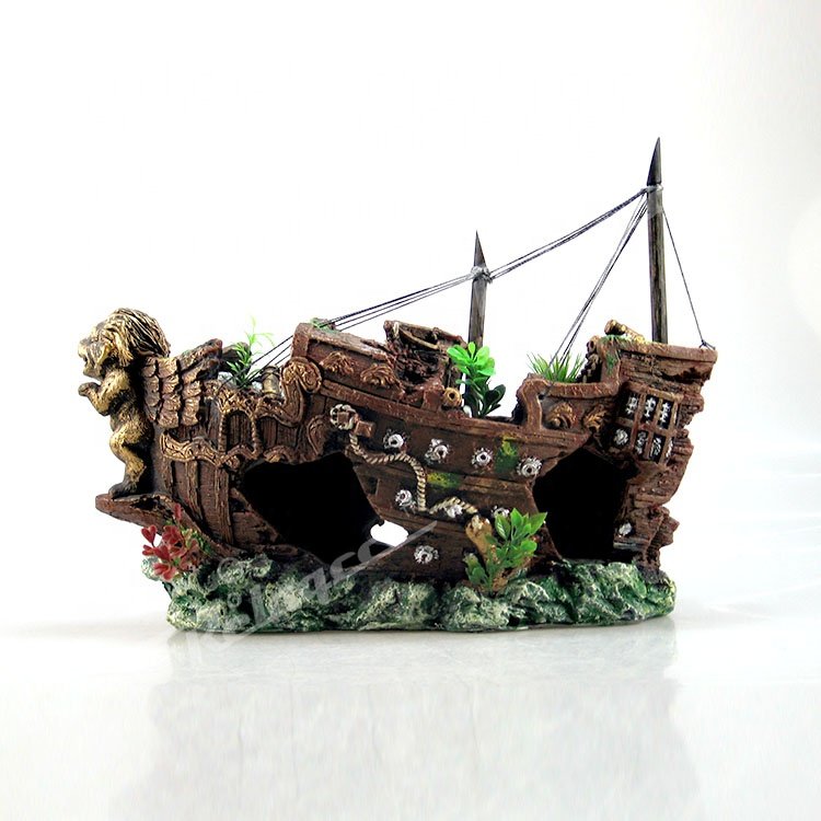 Large Aquarium Decoration, Fish Tank Ornaments Shipwreck Decor for Freshwater Saltwater Tanks