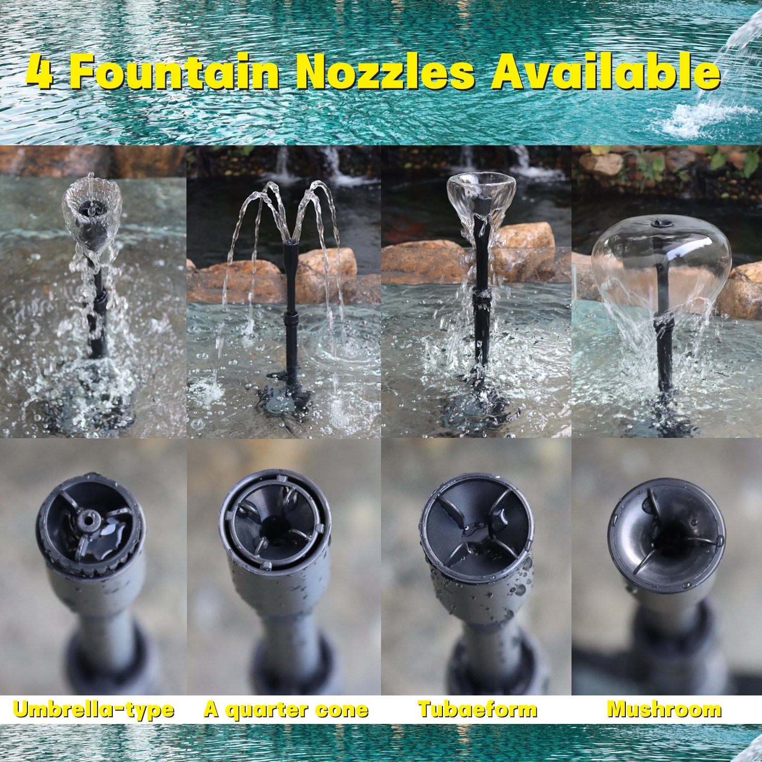 Aquarium HSUP-700 Electric Water Submersible Pump With Fountain Jets Automatic Recirculation Water-filled Cooling System