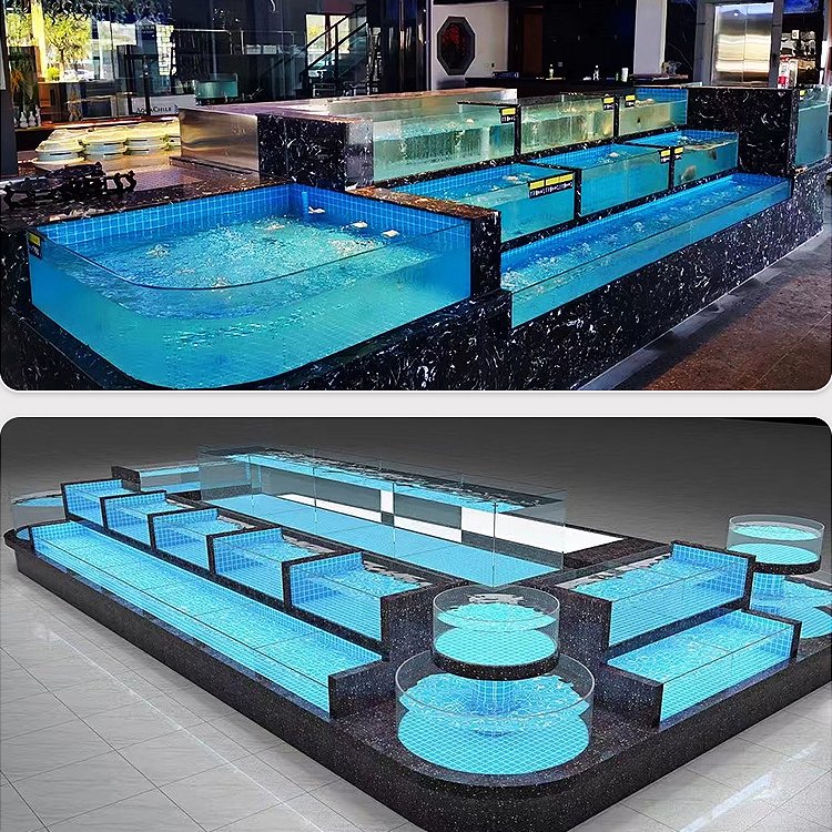 Customized Large salt water Aquarium fish tank Acrylic Reef Coral tank Seafood Pool glass aquarium tanks for marine